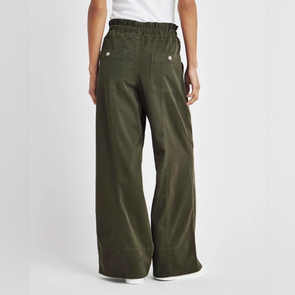 Splendid Annika Wide Leg Twill Pants Olive Khaki Green Women Small $188 RS4C720 - Picture 2 of 7